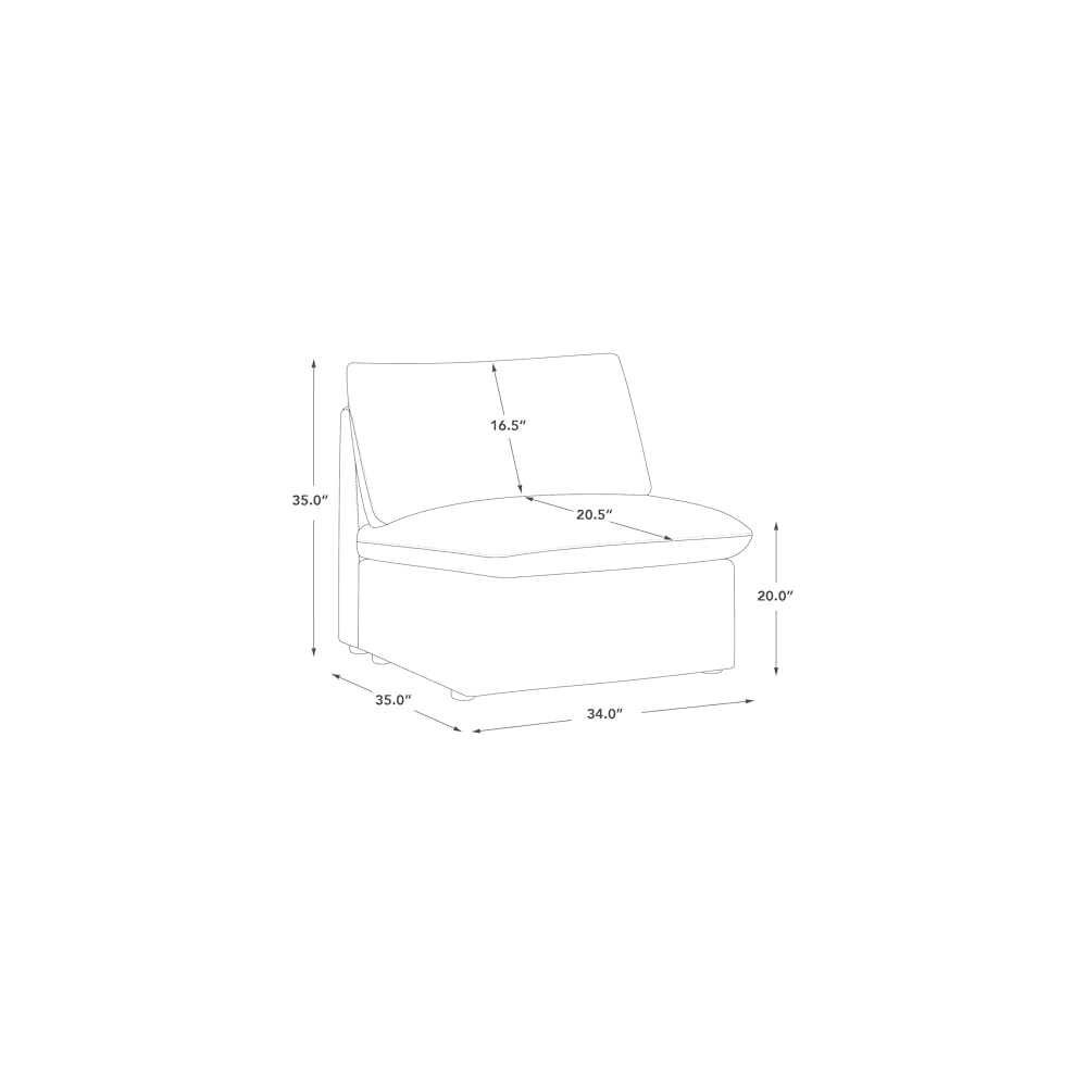 CHITA Modern Down Filled Upholstered Middle Armless Sofa for Sectional Modular Couch, Snow
