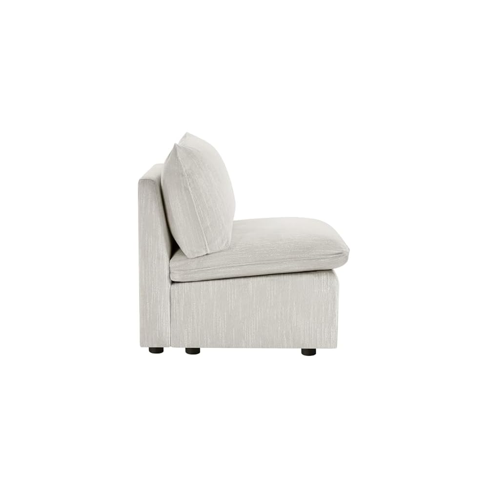 CHITA Modern Down Filled Upholstered Middle Armless Sofa for Sectional Modular Couch, Snow