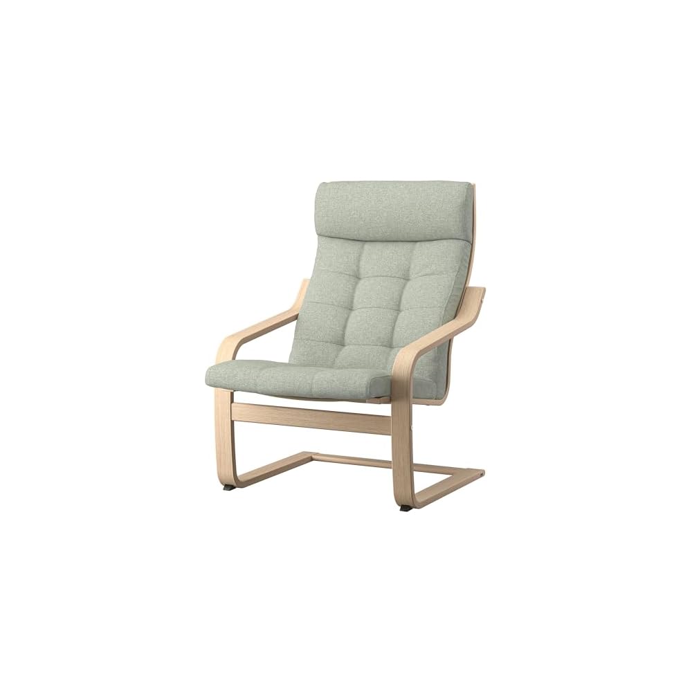 ProTuning POÄNG Armchair and footstool, white stained oak veneer/Gunnared light green