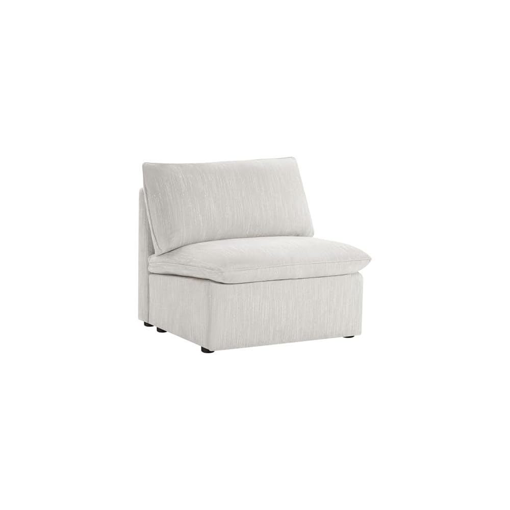 CHITA Modern Down Filled Upholstered Middle Armless Sofa for Sectional Modular Couch, Snow