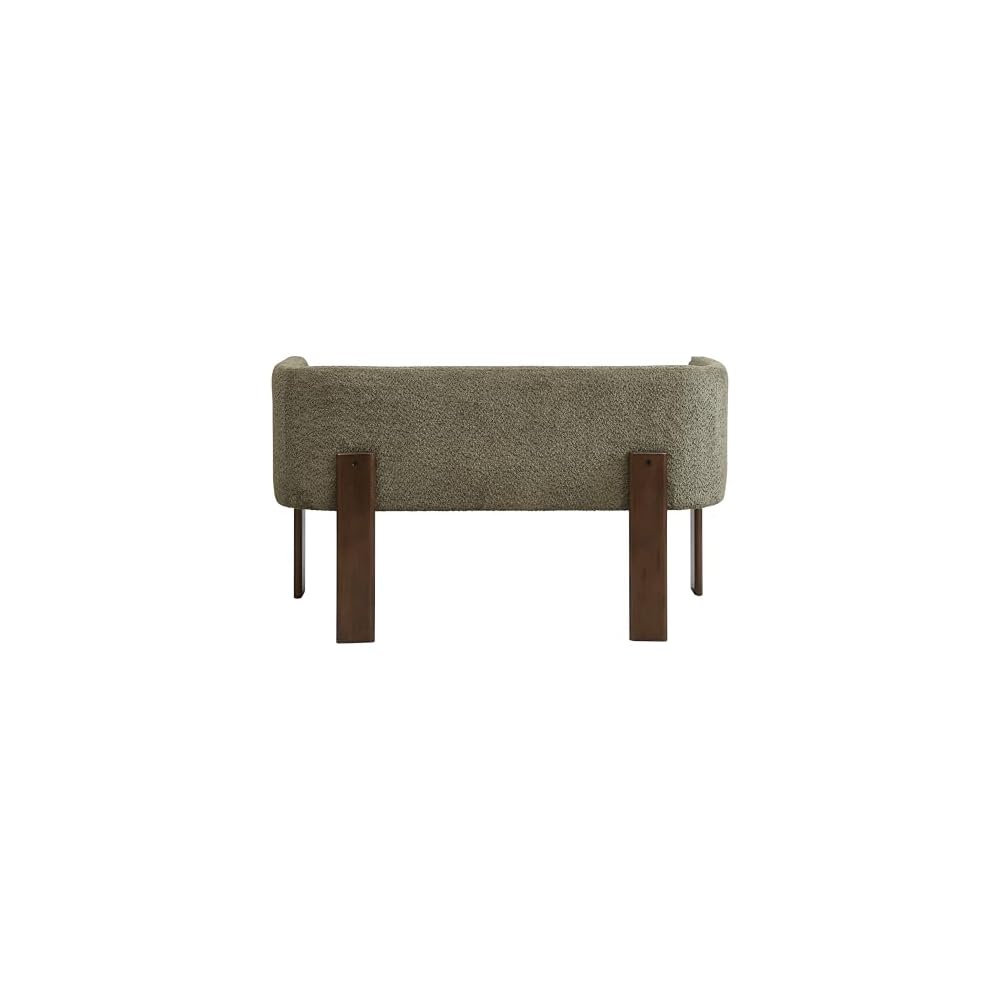 Christopher Knight Home Zudan Modern Boucle Upholstered Loveseat Sofa with Rubberwood Frame, Comfy 2-Seater Sofa Couch and Flat-Panel Legs, Love Seat Couches for Living Room, Green + Walnut