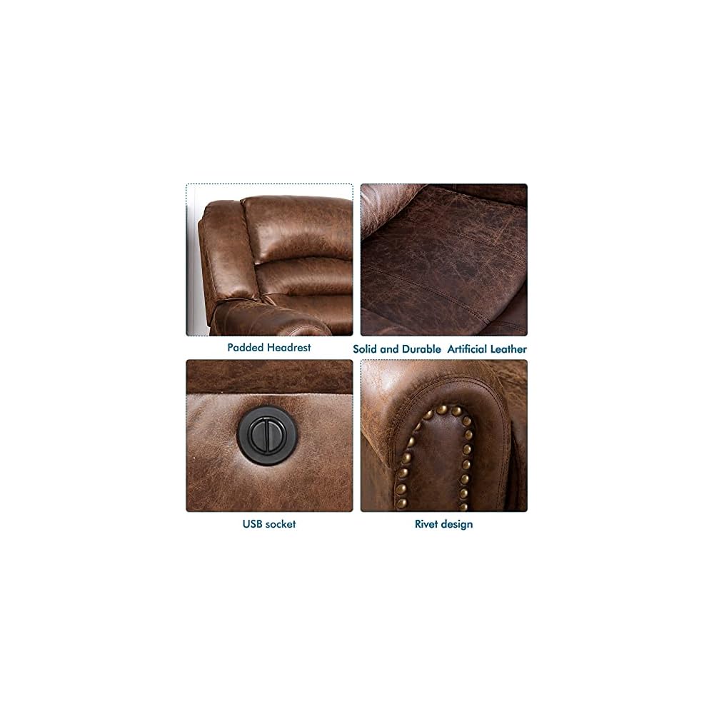 Microfiber Power Lift Electric Recliner Chair with USB Charge Port Reclining Sofa for Home Living Room Bedroom Extended Footrest for Big and Tall Elderly People Brown