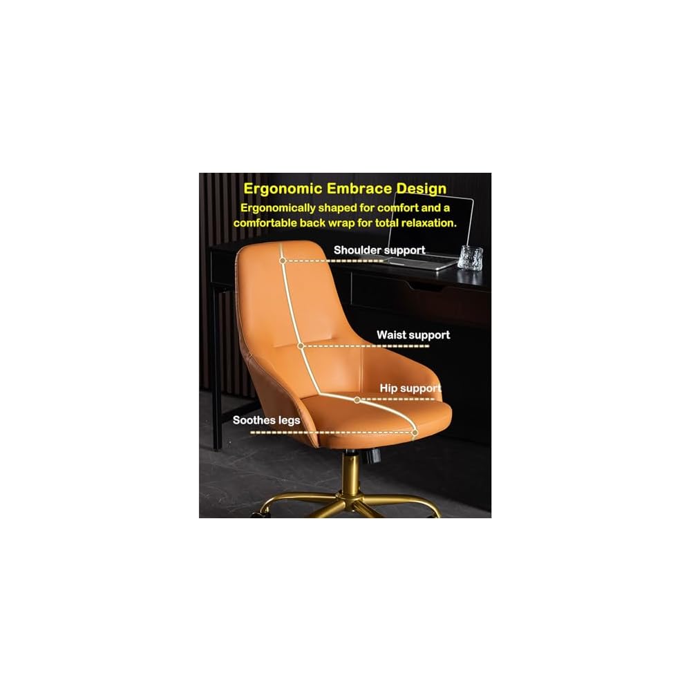 Swivel Office Chair with Wheels Padded Desk Chair,Adjustable Height/Tilt,Task Computer Chair Chairs,Steel Five-Star Foot Base,High Back Home Office Chairs/Blue/Size (Orange 1 Size)