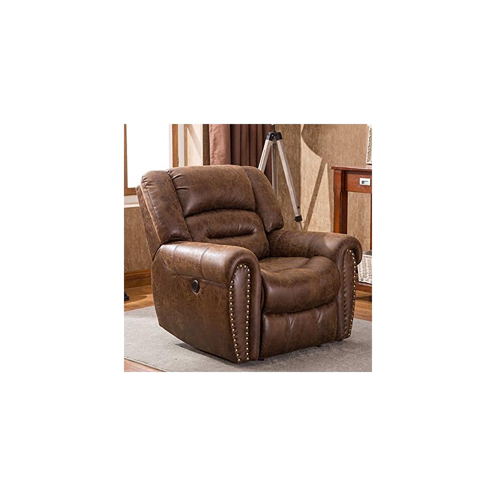 Microfiber Power Lift Electric Recliner Chair with USB Charge Port Reclining Sofa for Home Living Room Bedroom Extended Footrest for Big and Tall Elderly People Brown