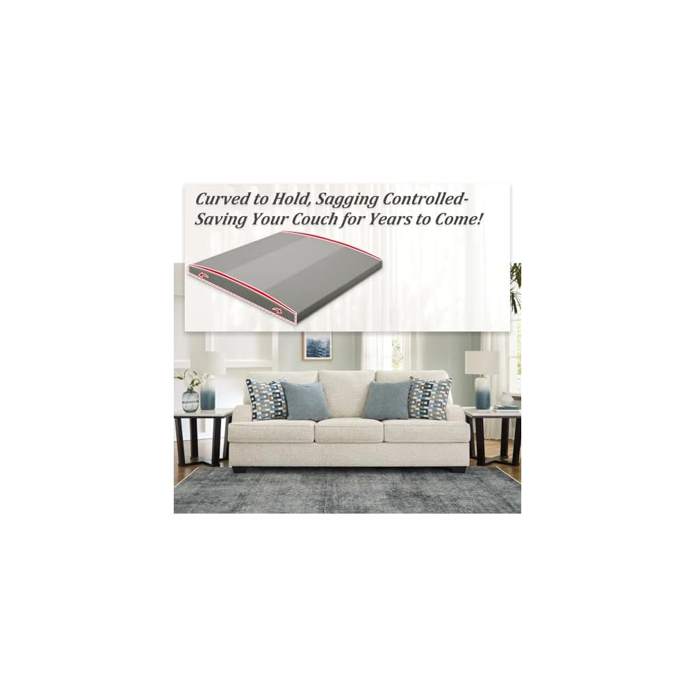 Couch Cushion Support High Density Foam 22X22X2.4 Inches Sofa Couch Supports for Sagging Cushions Light Grey 2Pcs with Anti Slip Mesh Fabric