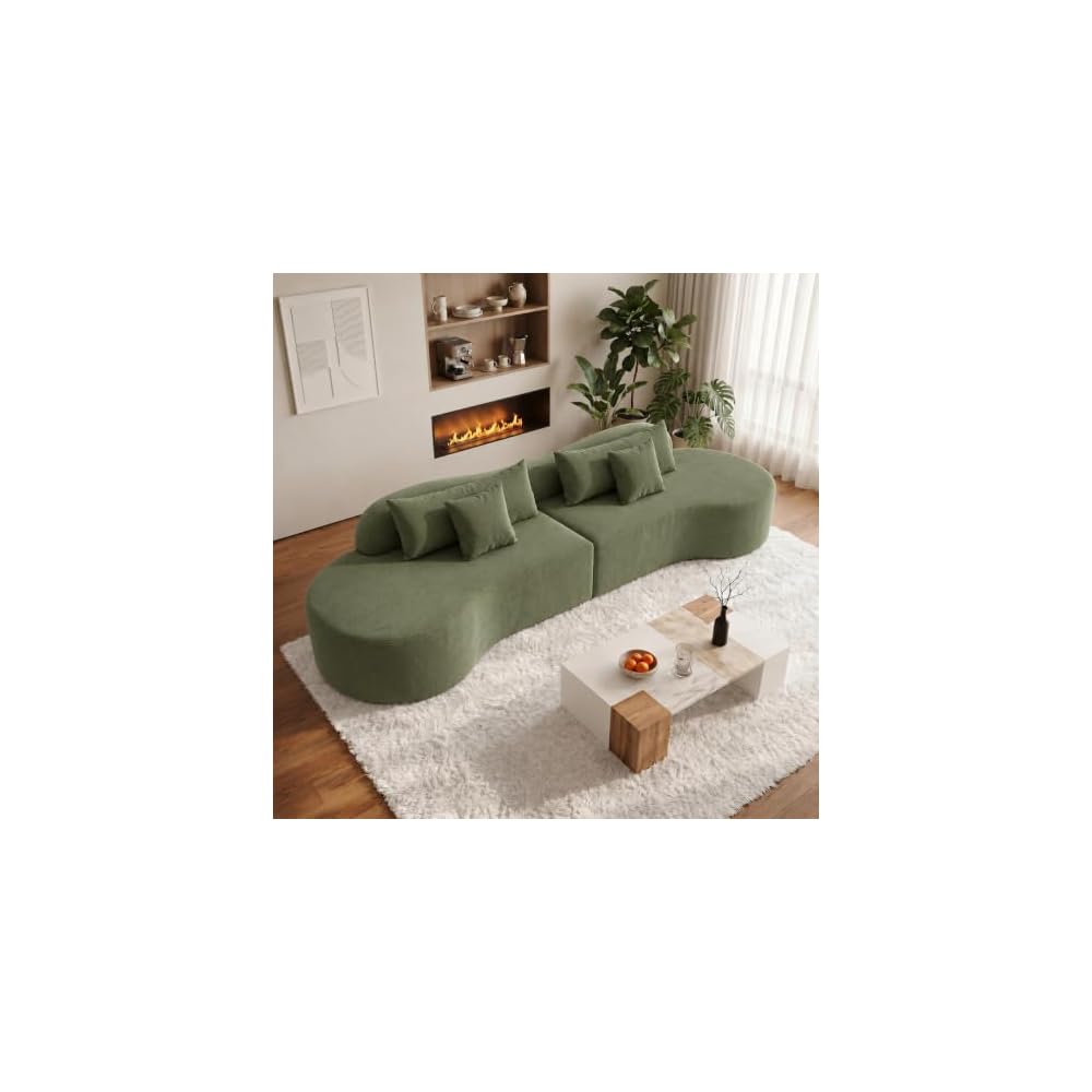 Oversized Modern Curved Cloud Couch Sectional, Boneless Compression Sofa, Modular Sectional Couches, High Density Foam Deep seat Couch with Pillows, Corduroy Sofa for Living Room Office