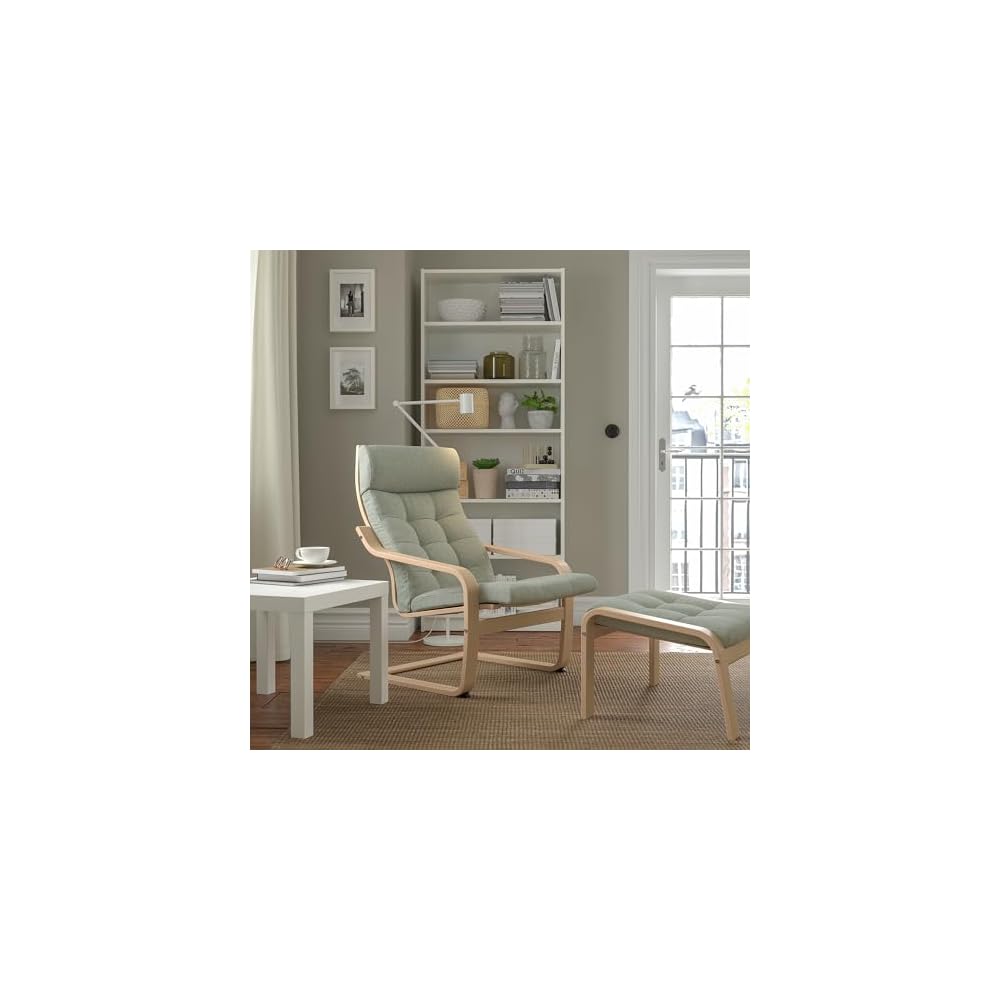ProTuning POÄNG Armchair and footstool, white stained oak veneer/Gunnared light green