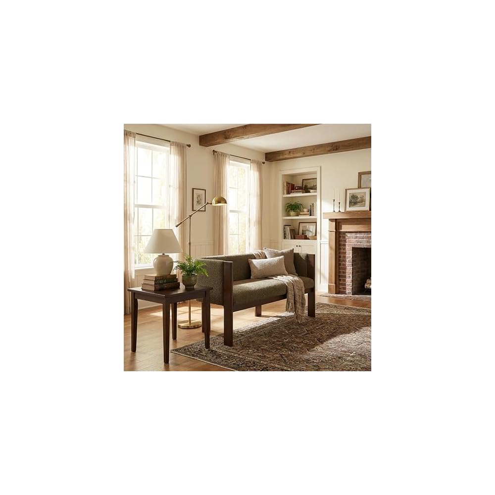 Christopher Knight Home Zudan Modern Boucle Upholstered Loveseat Sofa with Rubberwood Frame, Comfy 2-Seater Sofa Couch and Flat-Panel Legs, Love Seat Couches for Living Room, Green + Walnut