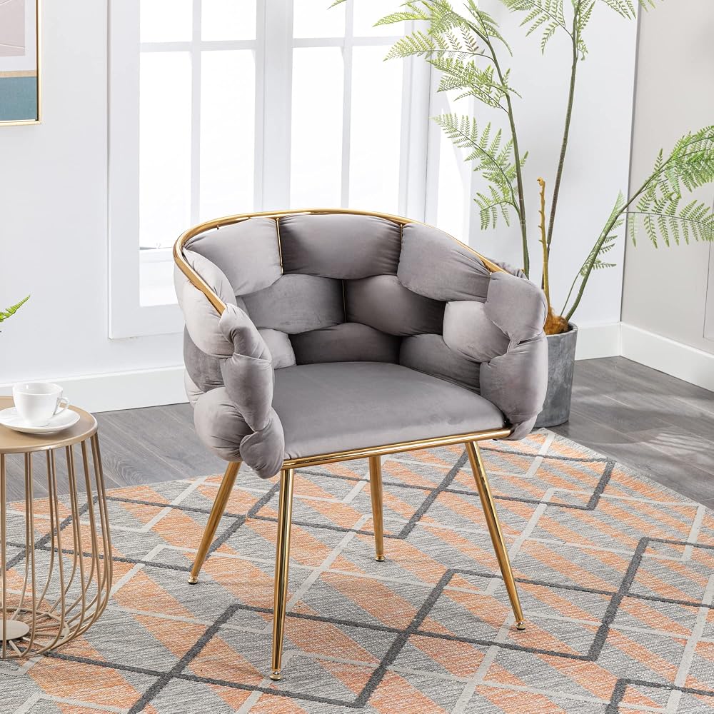 Accent Chair, One Size, Gray Velvet